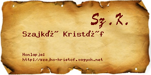 Szajkó Kristóf névjegykártya